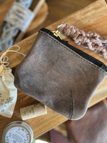 Leather coin purse gift set (grey) NO WRISTLET