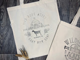 Recycled  hand stamped canvas tote