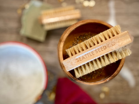 Wood natural fiber nail brush